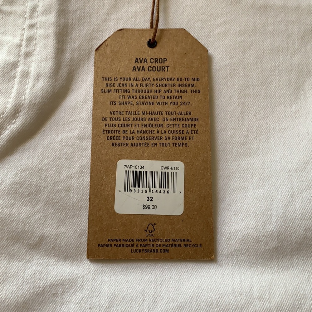 NWT Lucky Brand size 14 white Ava crop jeans - Picture 5 of 8